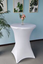 "Neel Blue Cocktail Spandex Tablecloth High Top Round Table Cover, 32"" x 43"" in White" - thumbnail 4
