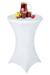 "Neel Blue Cocktail Spandex Tablecloth High Top Round Table Cover, 32"" x 43"" in White" - thumbnail 5