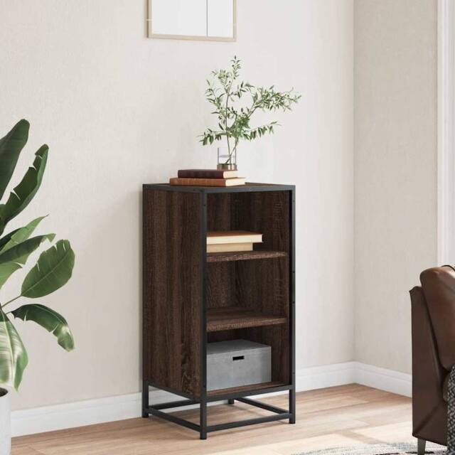 Berkfield Home Sideboard Brown Oak 35.5x35x76 cm Engineered Wood & Metal - image 1