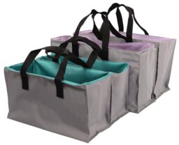 mysmartbuy Foldable 2-in-1 Trolley Tote Bags - Reusable & Expandable Strong Durable PVC Coated Shopping Bag Set - thumbnail 3
