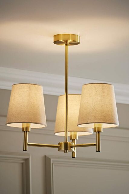 ValueLights Kincaid 3 Arm Tapered Shade Chandelier Style Ceiling Light with Bulbs in Gold - image 1