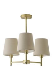 ValueLights Kincaid 3 Arm Tapered Shade Chandelier Style Ceiling Light with Bulbs in Gold - thumbnail 6