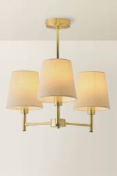 ValueLights Kincaid 3 Arm Tapered Shade Chandelier Style Ceiling Light with Bulbs in Gold - thumbnail 3