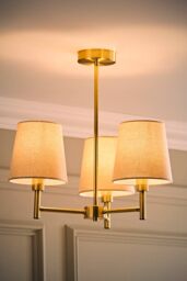 ValueLights Kincaid 3 Arm Tapered Shade Chandelier Style Ceiling Light with Bulbs in Gold - thumbnail 2