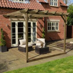 Rutland County Garden Furniture Ltd Wall Mounted Pergola & Decking Kit, L240 x W240 cm, Rustic Brown - thumbnail 5