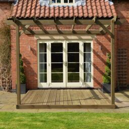 Rutland County Garden Furniture Ltd Wall Mounted Pergola & Decking Kit, L240 x W240 cm, Rustic Brown - thumbnail 4