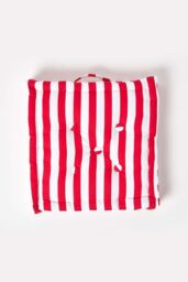 Homescapes Cotton Thick Stripe Floor Cushion in Red - Size: 50 cm x 50 cm - thumbnail 3