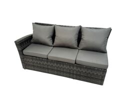 Fimous Rattan Corner Sofa Chair Set Gas Fire Pit Table with 4 Footstools in Dark Grey - thumbnail 4