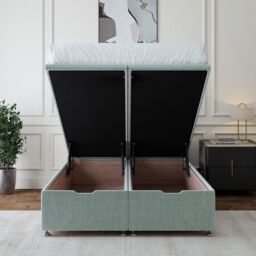 Bedmaster Linen Ottoman Divan Base & Plain Headboard in Duck Egg Blue - Size: Single - thumbnail 4