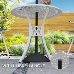 EONLION White-78 cm Round Garden Dining Table in White - Size: 100 cm - thumbnail 3