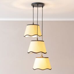 ValueLights Dutton Black Trim Scallop 3 Drop Cluster Black Ceiling Pendant Light in Gold - thumbnail 1