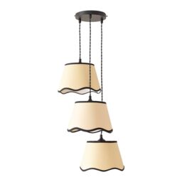 ValueLights Dutton Black Trim Scallop 3 Drop Cluster Black Ceiling Pendant Light in Gold - thumbnail 2