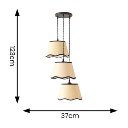 ValueLights Dutton Black Trim Scallop 3 Drop Cluster Black Ceiling Pendant Light in Gold - thumbnail 4
