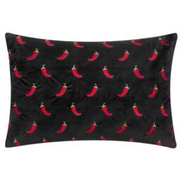 Furn Chillies Embroidered Cushion in Black - Size: 40 cm x 60 cm - thumbnail 2
