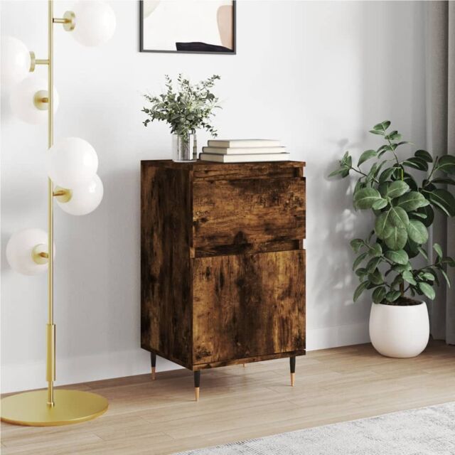 Berkfield Home Sideboard Smoked Oak 40x35x70 cm Engineered Wood in Brown - Size: 40 x 35 x 70 cm - image 1