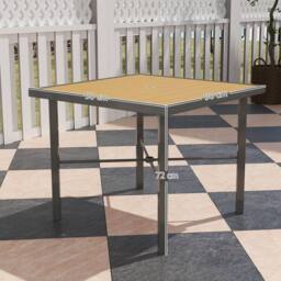 OUTSUNNY 90cm Square Outdoor Patio Garden Dining Table with Umbrella Hole in Natural - thumbnail 3