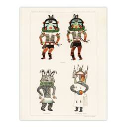 "Artery8 Drawing from Hopi Natives Hopi Kachinas Vintage Wall Art Print Poster in White - Size: W24"" x H32""" - thumbnail 1