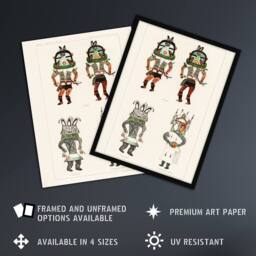"Artery8 Drawing from Hopi Natives Hopi Kachinas Vintage Wall Art Print Poster in White - Size: W24"" x H32""" - thumbnail 2