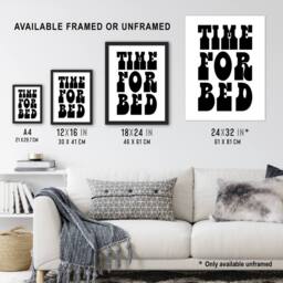 "Artery8 Time For Bed Black & White Bold Modern Wall Art Print - Size: W12"" x H16""" - thumbnail 3
