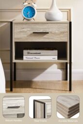 Home Discount Vida Designs Brooklyn 1 Drawer Bedside Cabinet Chest Of Drawers Storage Bedroom Furniture in Grey - thumbnail 6