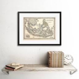 "Artery8 1855 Colton Map The East Indies Singapore Thailand Borneo Framed Art in Beige - Size: W12"" x H16""" - thumbnail 2