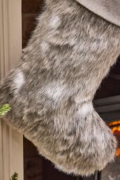 Dibor Set of 4 Traditional Grey Faux Fur Xmas Gift Christmas Stocking in Dark Brown - Size: 4 Pack - thumbnail 3