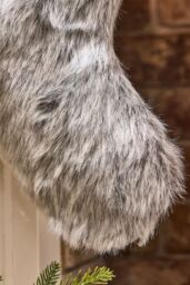 Dibor Set of 4 Traditional Grey Faux Fur Xmas Gift Christmas Stocking in Dark Brown - Size: 4 Pack - thumbnail 4