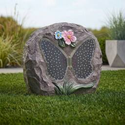 Garden Greatness Papillon Animated Solar Garden Rock Light in Grey - Size: 1 Pack - thumbnail 2
