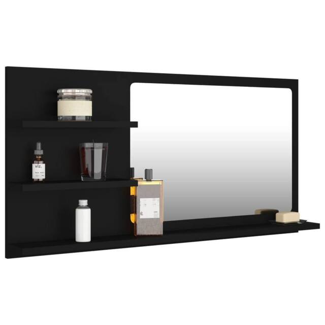 Berkfield Home Durable Bathroom Mirror Black 90x10.5x45 cm Engineered Wood - image 1
