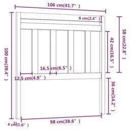 Berkfield Home Bed Headboard 106x4x100 cm Solid Wood Pine in Brown - Size: 106 x 4 x 100 cm - thumbnail 5