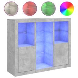 Berkfield Home Sideboards with LED Lights 3 pcs Concrete Grey Engineered Wood - thumbnail 1