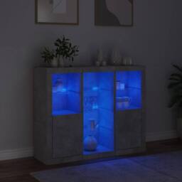 Berkfield Home Sideboards with LED Lights 3 pcs Concrete Grey Engineered Wood - thumbnail 3