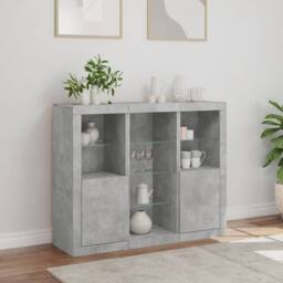 Berkfield Home Sideboards with LED Lights 3 pcs Concrete Grey Engineered Wood - thumbnail 4