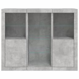 Berkfield Home Sideboards with LED Lights 3 pcs Concrete Grey Engineered Wood - thumbnail 6