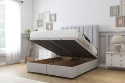 "Sloomy Kansas Naples Ottoman Bed Set With 26"" Strutted Headboard in Silver - Size: King" - thumbnail 2