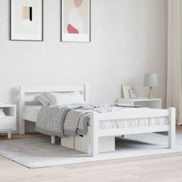 Berkfield Home Modern Bed Frame White Solid Pinewood 90x200 cm - thumbnail 2