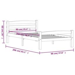 Berkfield Home Modern Bed Frame White Solid Pinewood 90x200 cm - thumbnail 7