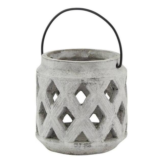 Lemon Pavilion Furniture and Decor Athena Stone Lattice Lantern - Ceramic - L15 x W15 x H15 cm - White in Grey - image 1