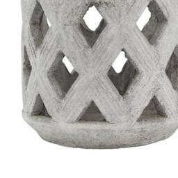 Lemon Pavilion Furniture and Decor Athena Stone Lattice Lantern - Ceramic - L15 x W15 x H15 cm - White in Grey - thumbnail 3