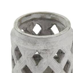 Lemon Pavilion Furniture and Decor Athena Stone Lattice Lantern - Ceramic - L15 x W15 x H15 cm - White in Grey - thumbnail 2