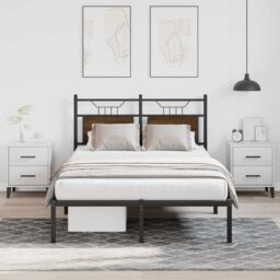 Berkfield Home Bed Frame without Mattress Brown Oak 120x200 cm Engineered Wood - Size: Small Double - thumbnail 4