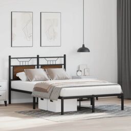 Berkfield Home Bed Frame without Mattress Brown Oak 120x200 cm Engineered Wood - Size: Small Double - thumbnail 5