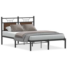 Berkfield Home Bed Frame without Mattress Brown Oak 120x200 cm Engineered Wood - Size: Small Double - thumbnail 2