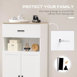 NESTLUNE Kitchen Cupboard Storage Cabinet with Drawer in White - Size: 100 cm x 15 cm - thumbnail 3