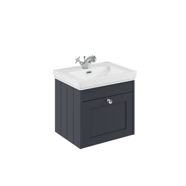 Balterley 500mm Wall Hung 1 Drawer Unit with Basin 1 Tap Hole - Satin Dark Grey