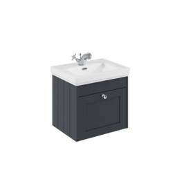 Balterley 500mm Wall Hung 1 Drawer Unit with Basin 1 Tap Hole - Satin Dark Grey - thumbnail 1