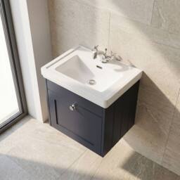 Balterley 500mm Wall Hung 1 Drawer Unit with Basin 1 Tap Hole - Satin Dark Grey - thumbnail 3
