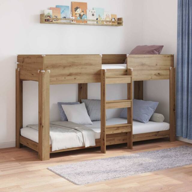 Berkfield Home Bunk Bed for Kids Artisan Oak 75 x 190 cm Engineered Wood in Brown - image 1