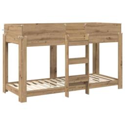 Berkfield Home Bunk Bed for Kids Artisan Oak 75 x 190 cm Engineered Wood in Brown - thumbnail 4