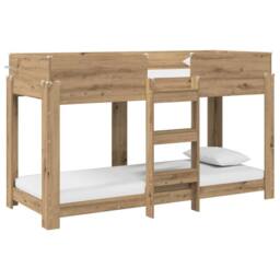 Berkfield Home Bunk Bed for Kids Artisan Oak 75 x 190 cm Engineered Wood in Brown - thumbnail 2